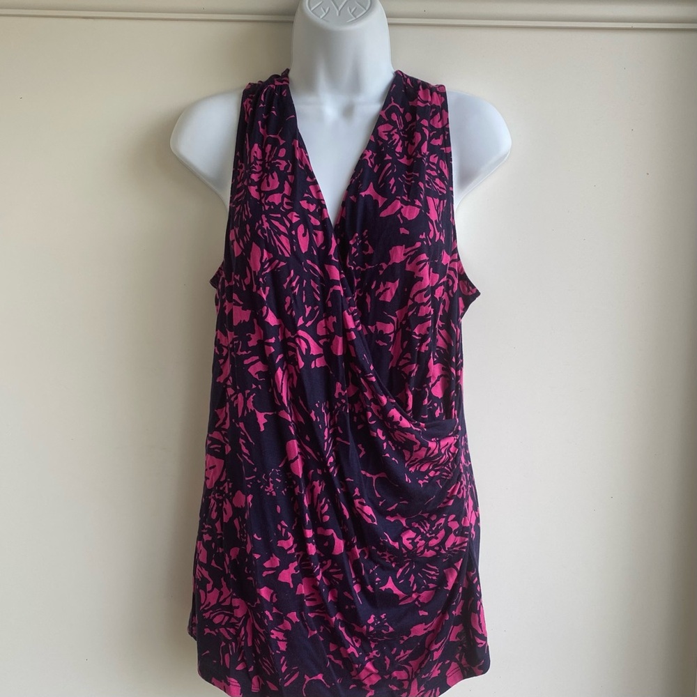 Talbots Ruched Sleeveless Top with V-Neck